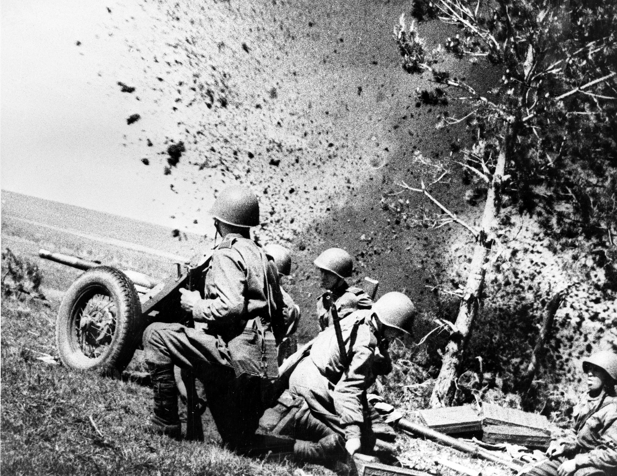 En la batalla, unidad de cañón antitanque. Agosto de 1943 